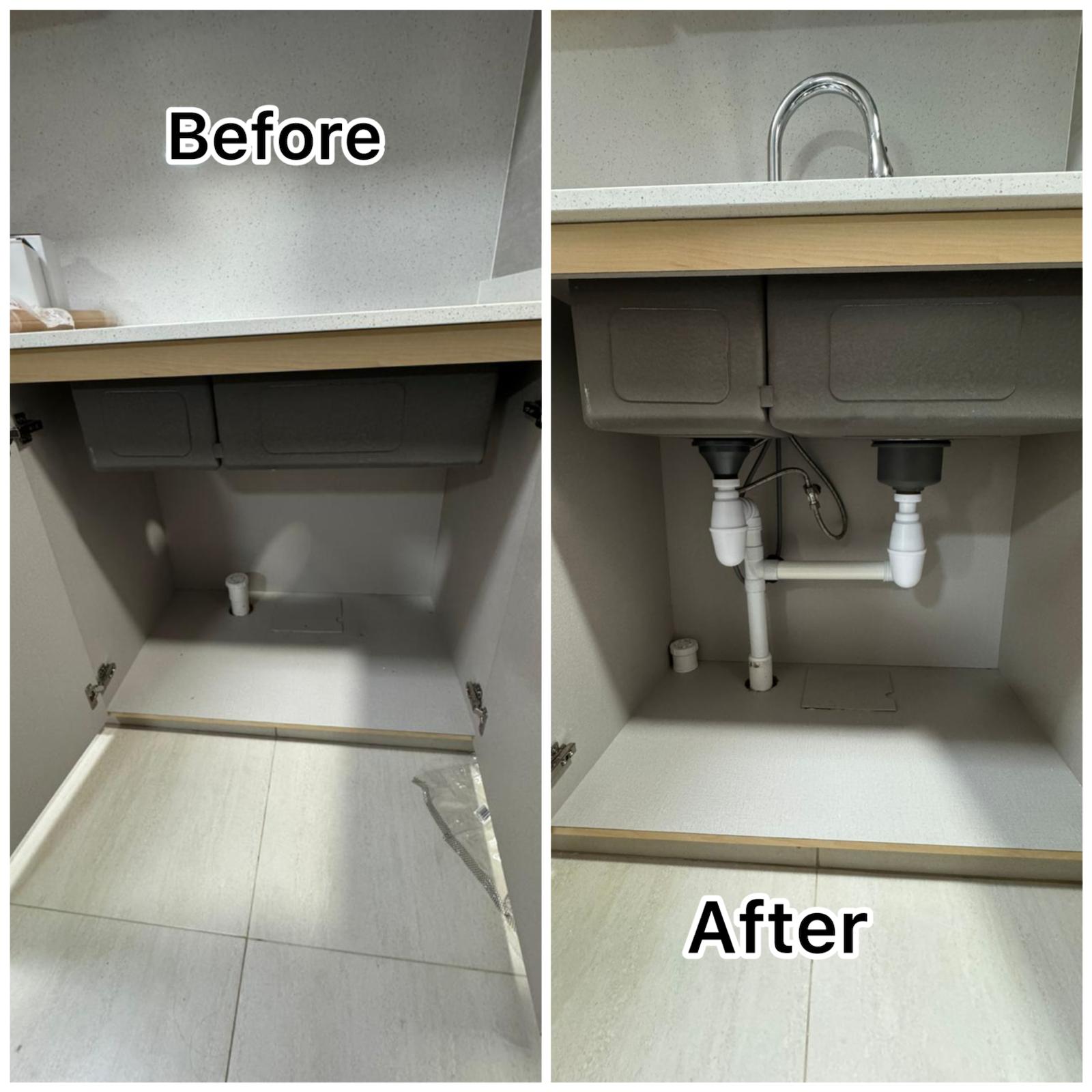 Double Bowl Kitchen Sink Plumbing Installation & Modification Service in Singapore